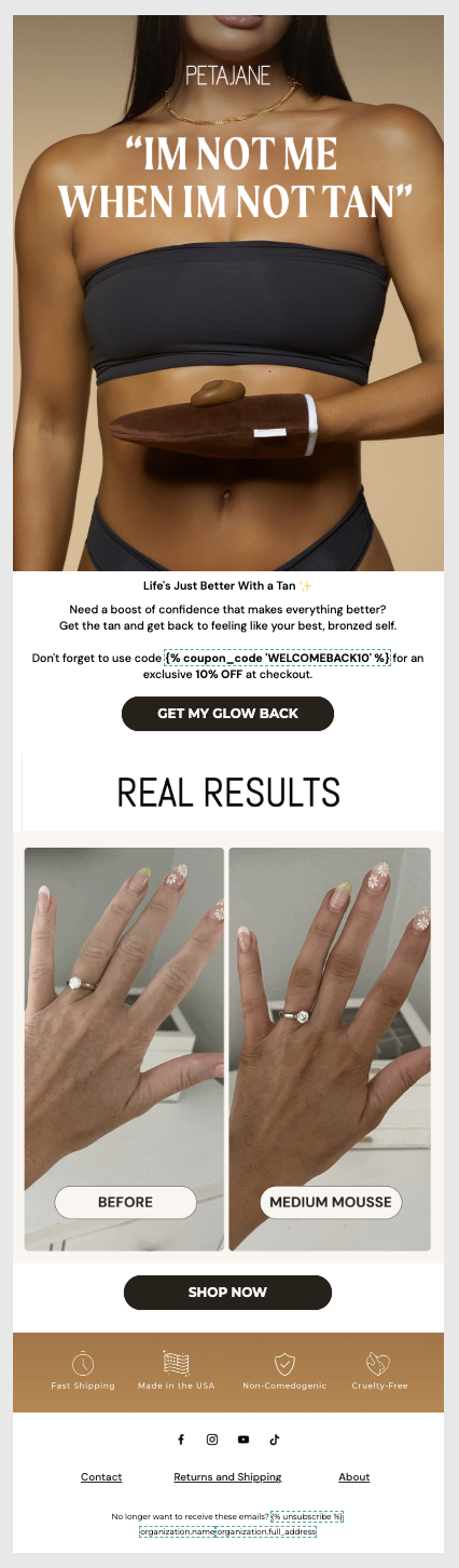 Peta Jane - Real results for tan